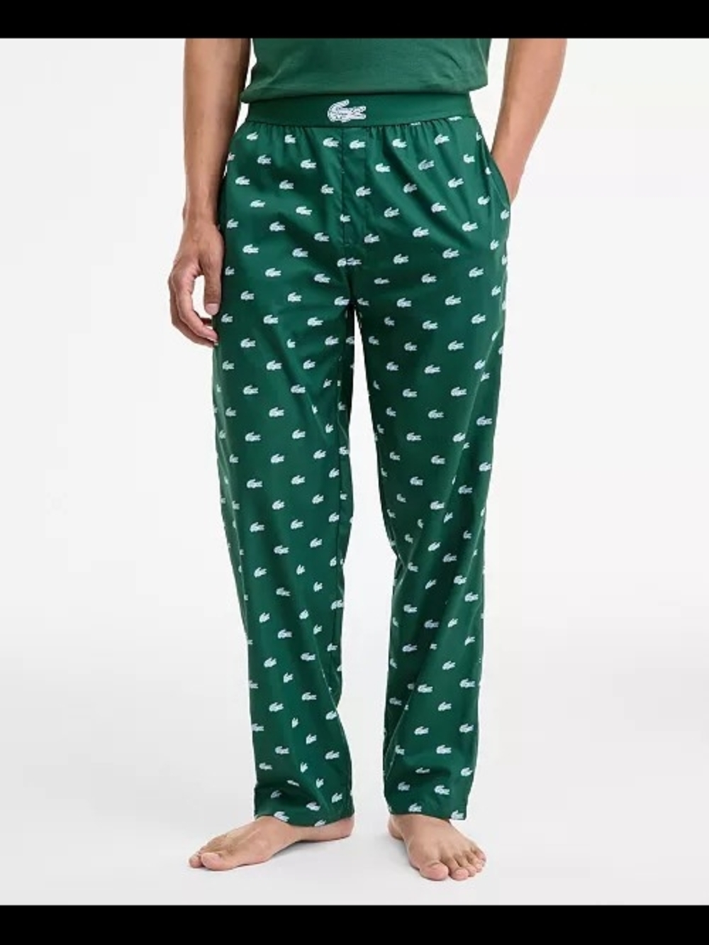 Lacoste Woven Logo Pajama Pants Green/White Size XL